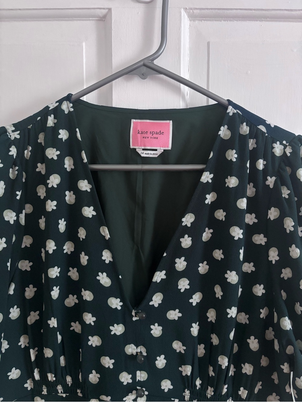 Kate Spade NY Silk Green Floral Fit & Flare Dress Size Autumn Wedding Guest Dres - Picture 2 of 10